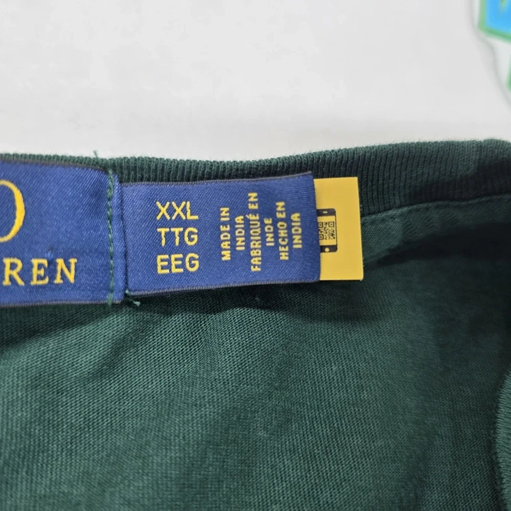 Polo Ralph Lauren Mens XXL Green Plaid Patchwork Big Pony Long Sleeve T-Shirt